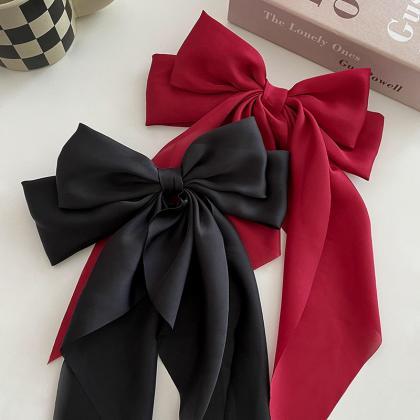 Elegant Bow Ribbon Hair Clip Fashion Simple Solid..