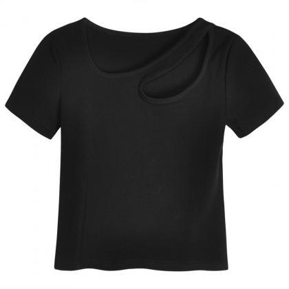 Summer Fashion Y2k T-shirt Woman Sexy Hollow Out..