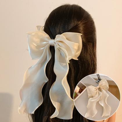 Princess Hair Clip Multi-layer Pearlescent Ribbon..