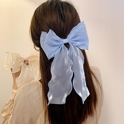 Princess Hair Clip Multi-layer Pearlescent Ribbon..