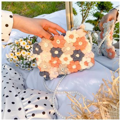 Flower Hand Woven Diy Knitted Bag Women Cotton..