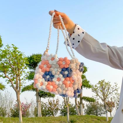 Flower Hand Woven Diy Knitted Bag Women Cotton..