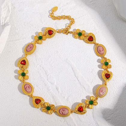 Vintage Palace Inlaid Rhinestone Necklace For..