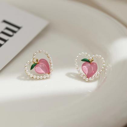 Summer Peach Earrings Female Niche Design Lovely..