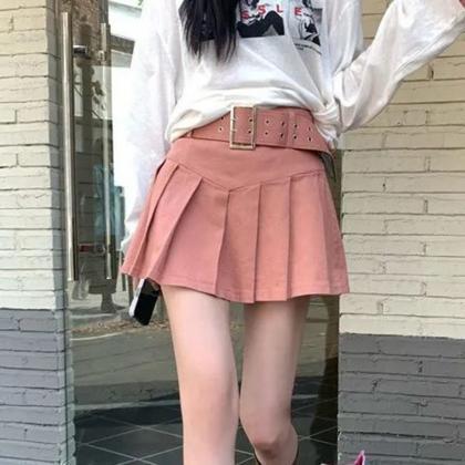 Korean High Waist Pleated Skirts Women Summer..