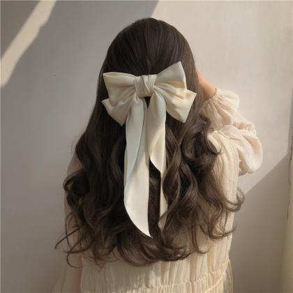 Fashion White Ribbon Big Bow Hairpin Korean High..