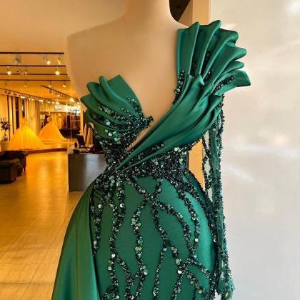 Emerald Green Ladies Luxury Sequin Mermaid Evening..