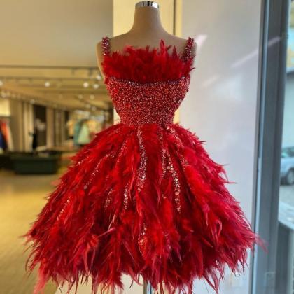 Fashion Red Evening Dress Elegant Square Collar..