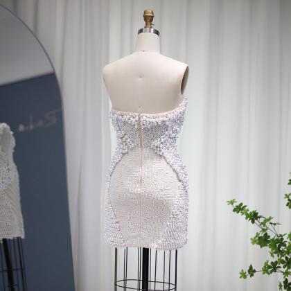 Radia May Full Pearls Luxury Short Prom Dresses..