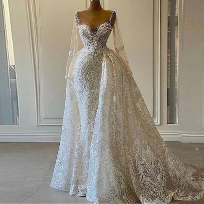 Luxury Sparkly Sequin Wedding Dresses For Womem..
