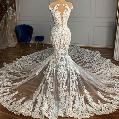 Arabia Lace Transparent Wedding Dress For Women..