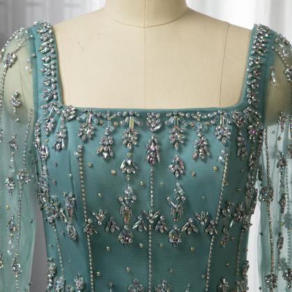 Turquoise Mermaid Elegant Evening Dress Luxury..