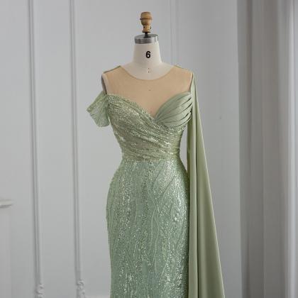 Mint Green Mermaid Luxury Dubai Evening Dresses..
