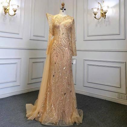 Gold Overskirt Luxury Evening Dresses Gowns Beaded..