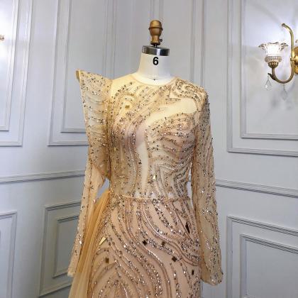Gold Overskirt Luxury Evening Dresses Gowns Beaded..