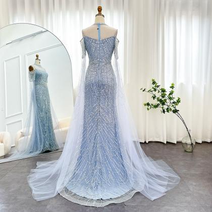 Light Blue Evening Dress For Woman Wedding..