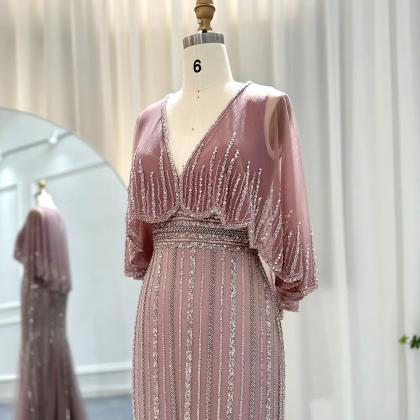 Luxury Pink Mermaid Dubai Evening Dresses With..
