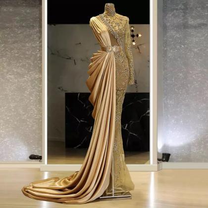 Gold Evening Dress Long Luxury Mermaid With..
