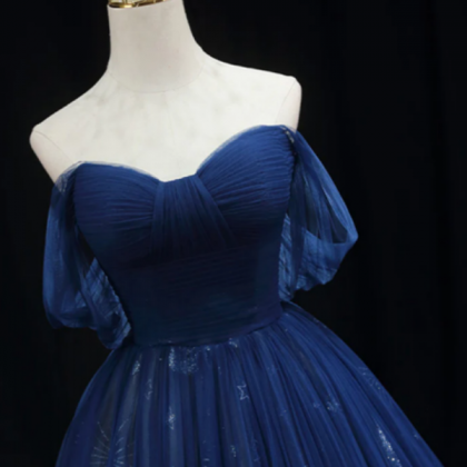 Blue Sweetheart Off The Shoulder Prom Dress