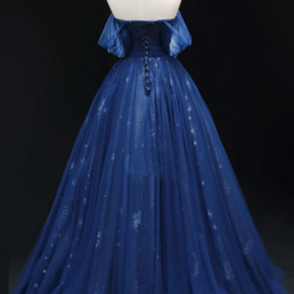 Off the Shoulder Sweetheart Prom Dress Ocean Blue Plus Size main image 1