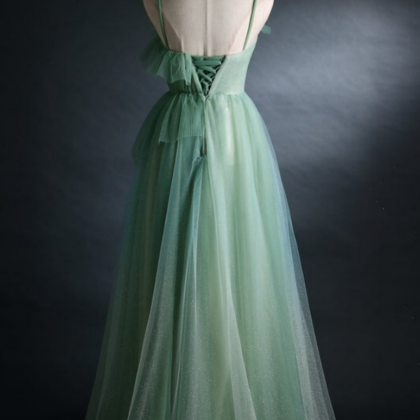 A-line Square Floor length Tulle Prom Dresses Olive Green Plus Size