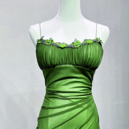 Green Straps Lace Up Formal Dress Evening Dress,..