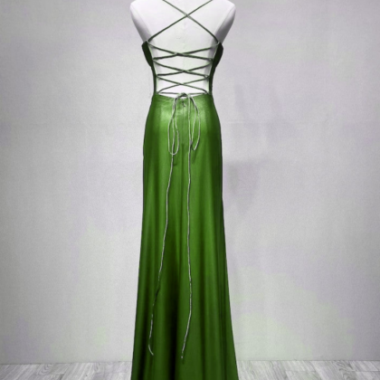 Green Straps Lace Up Formal Dress Evening Dress,..