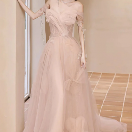 Off-the-shoulder Ruffle Long Sheath/Column Dress Champagne