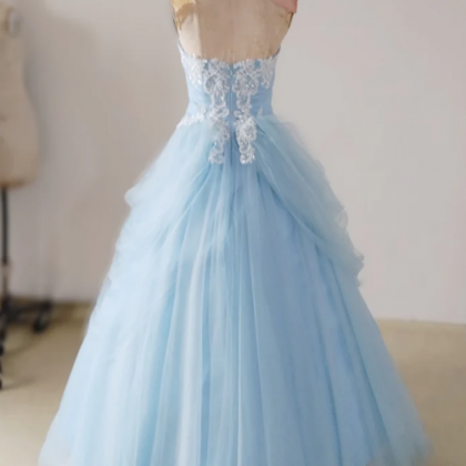 On Sale Junior Pretty Blue Sweet Heart A Line Cheap Long Prom Dresses, WG215 main image 0