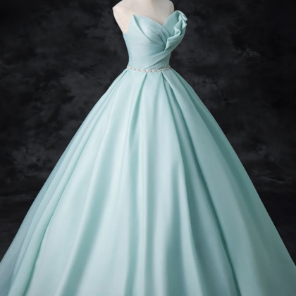 Blue Tulle with Lace Long Sleeves Floor Length Party Dress,A-line Tulle Evening Gown