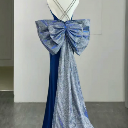 Simple Velvet Blue Mermaid Long Prom Dress,..