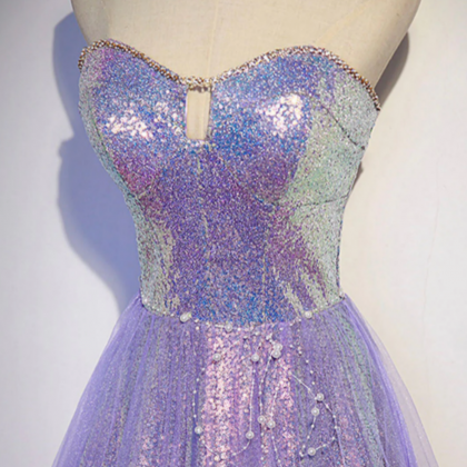 Purple Sweetheart Neck Long Prom Dress Purple..