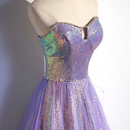 Purple Sweetheart Neck Long Prom Dress Purple..