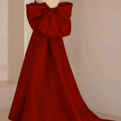 Sweetheart Bow Strap A-Line Long Prom Dress main image 1