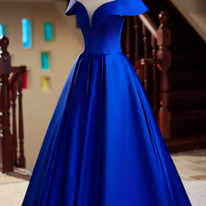 Royal Blue A-line High Slit Prom Dress Royal Blue Evening Dress Y6221 main image 1