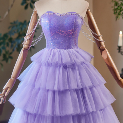 Lavender Lace Feather Short Homecoming Dress