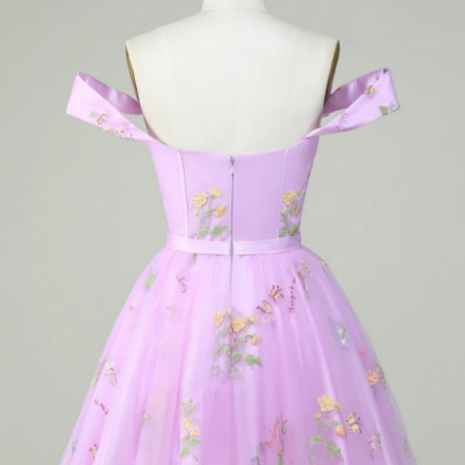 Sweet Lavender One-shoulder Pleated Slim Mesh Hip-wrapped 17th Birthday Homecoming Dress cc4500 main image 1
