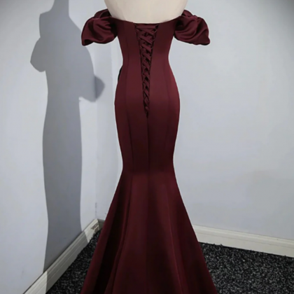Mermaid Off The Shoulder Satin Appliques Prom Dresses LBQ3837