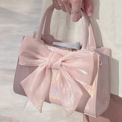 Fashion Women's Clutch Purse Handbags Summer Pink Bowknot Female Underarm Bags Sweet Girl's Small Square Shoulder Messenger Bag