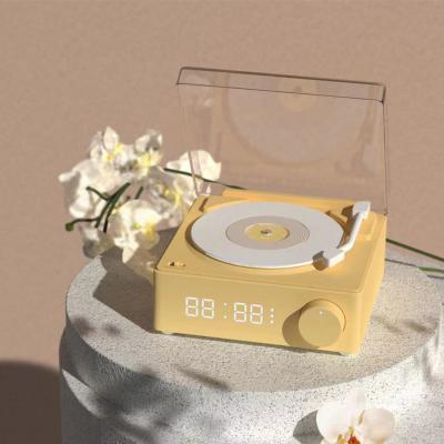 Retro Vinyl Wireless Bluetooth Speaker Alarm Clock Small Record Player Portable High-quality Audio Home Smart Stereo