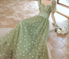 Chic Green Satin Tulle Ruffles A Line Graduation Homecoming Dress Formal Short Prom Dress main image 1
