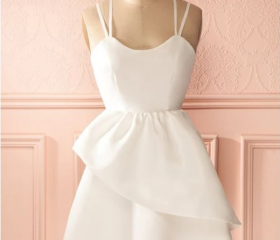 Olita Spaghetti Strap Fluffy Trim Neckline Christmas Mini Dress main image 1