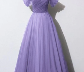 A-line Purple Prom Dress Tulle Formal Dress Simple Prom Dress on Luulla