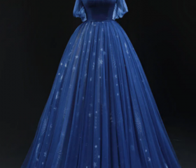 Sweetheart Neck High Low Dark Blue Prom Dress, Dark Blue High Low Formal Dress, Graduation Dress main image 1