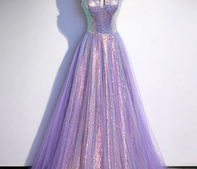 Green Purple Print Sweetheart Dress