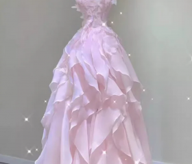 Cute Ball Gown Strapless Pink Ruffles Organza Homecoming Dress Short Birthday Outfits C2026