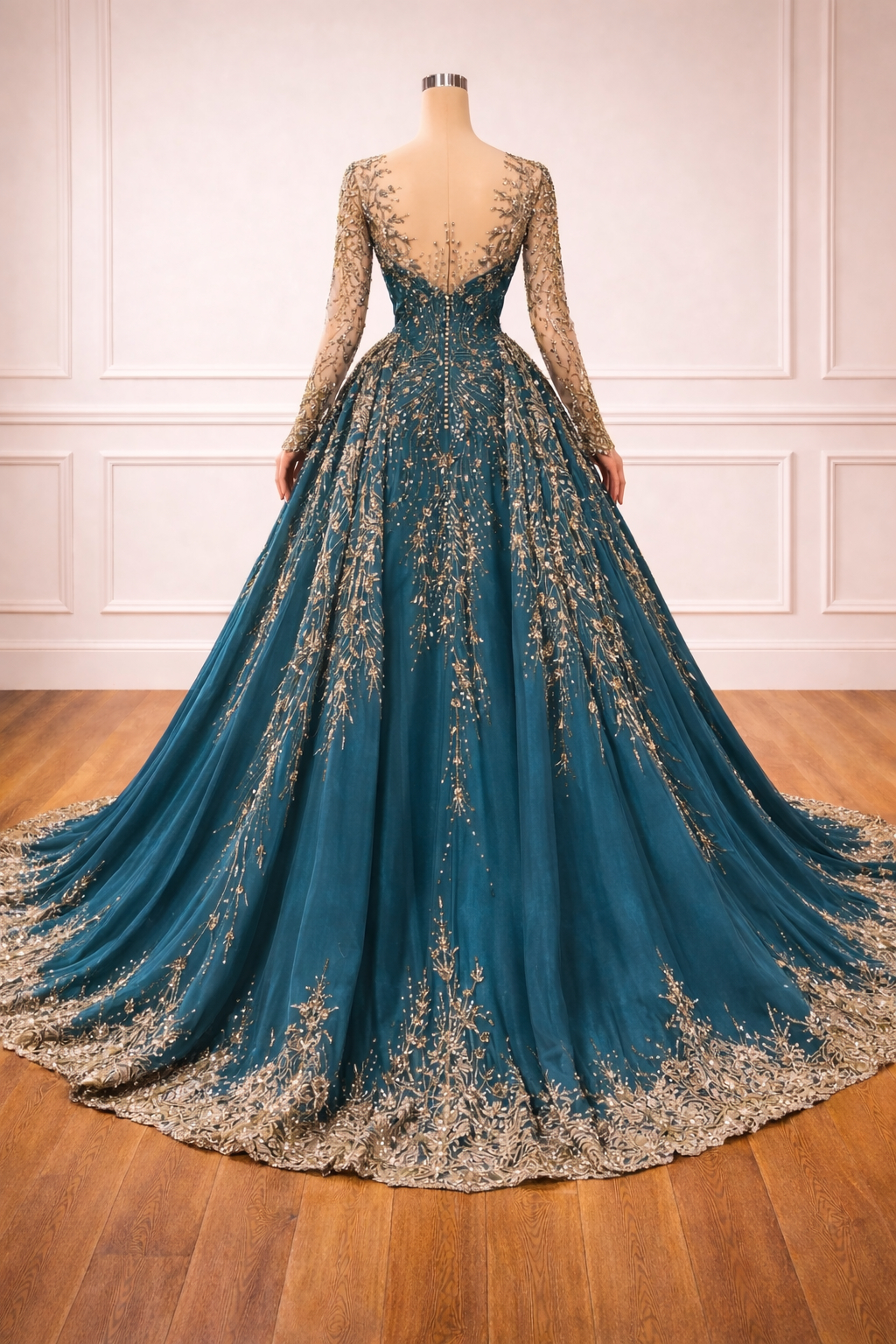 slim fit dress slacks Royal Blue Glitter Gold Lace Plus Size Dramatic Trumpet Prom Dress main image 0