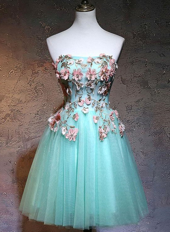 Fashionable Tulle Short Sweetheart Mint Green Party Dress, Homecoming Dresses Kpp0456