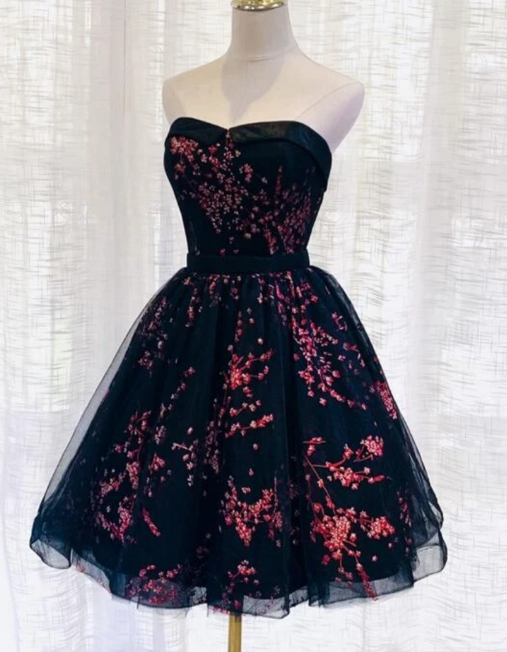 Tulle Scoop Homecoming Dress, Lovely Black Party Dress Kpp0459
