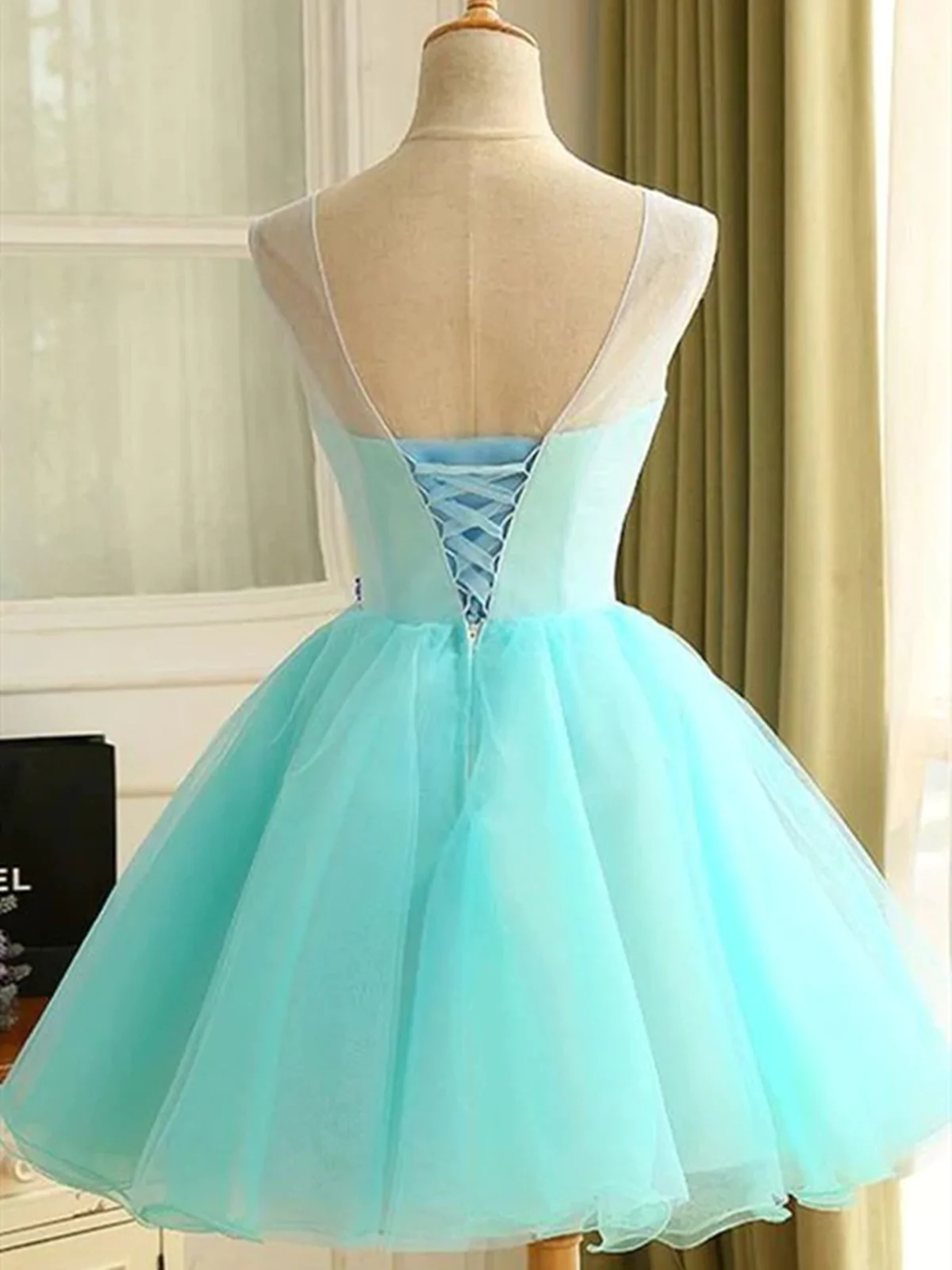 Off the Shoulder Short Blue Lace Floral Prom Dresses, Short Blue Lace Graduation Homecoming Dresses